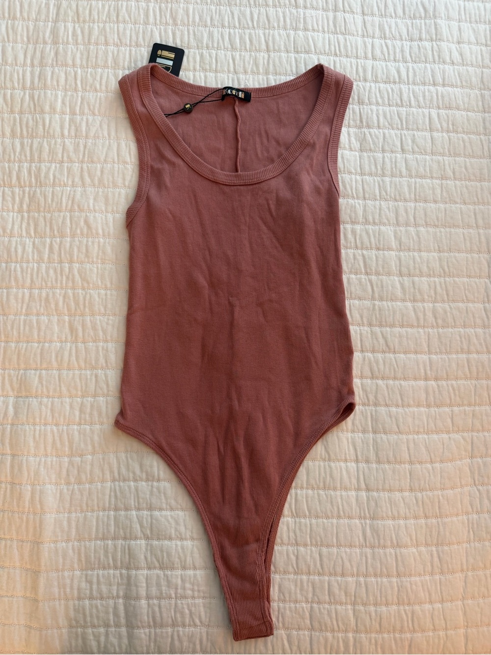 Size Kondi Ribbed Mauve Tank Bodysuit
